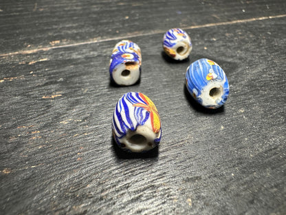 4 Pics Rare African Trade Beads  Antique Venetian Millefiori Beads for Unique Jewelry