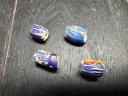 4 Pics Rare African Trade Beads  Antique Venetian Millefiori Beads for Unique Jewelry