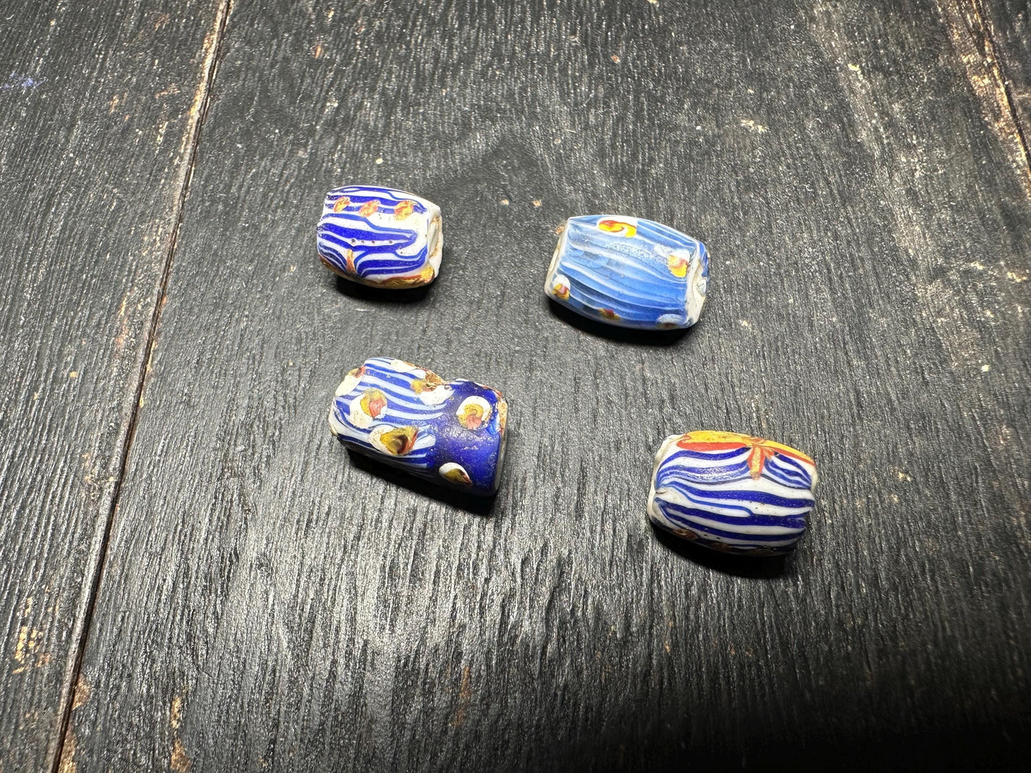 4 Pics Rare African Trade Beads  Antique Venetian Millefiori Beads for Unique Jewelry
