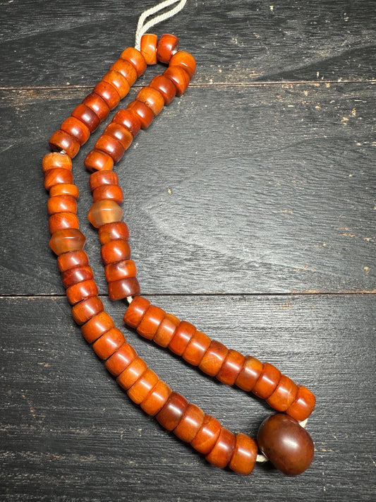 Antique Carnelian Agate Beads: Tibetan Dzi Style, Mala Jewelry