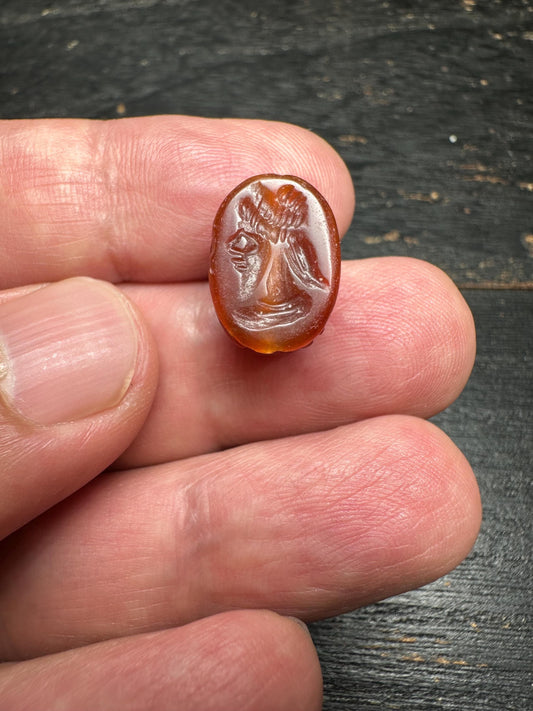 Ancient Afghan Carnelian Intaglio Amulet | Hand-Carved Scarab Seal Stamp | Antique Agate Amulet from Afghanistan