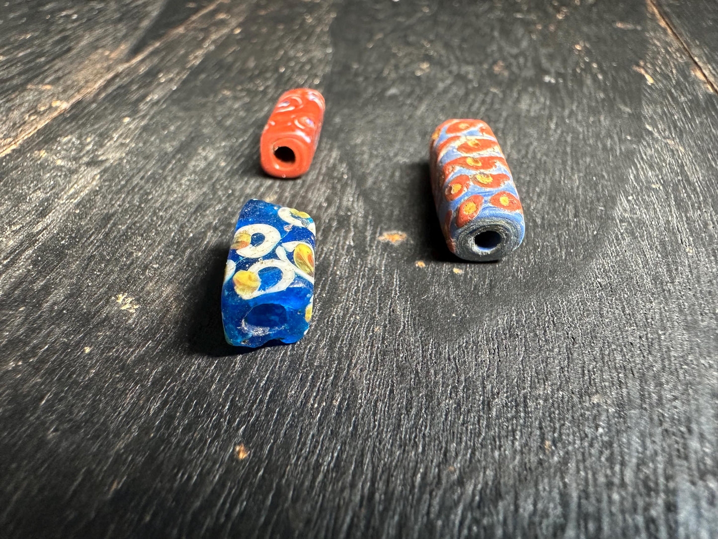 3 Pics Antique Millefiori Glass Beads  Venetian African Trade Beads for Crafts & Jewelry