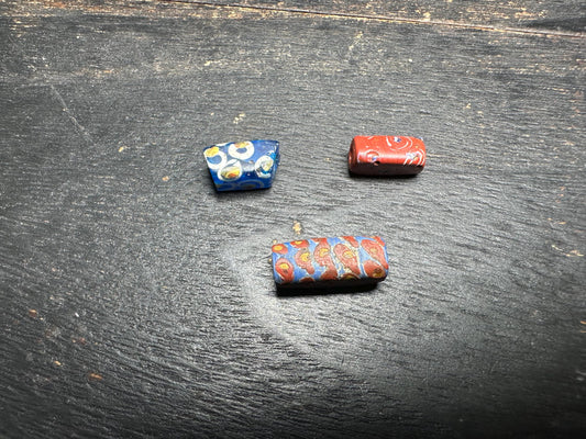 3 Pics Antique Millefiori Glass Beads  Venetian African Trade Beads for Crafts & Jewelry