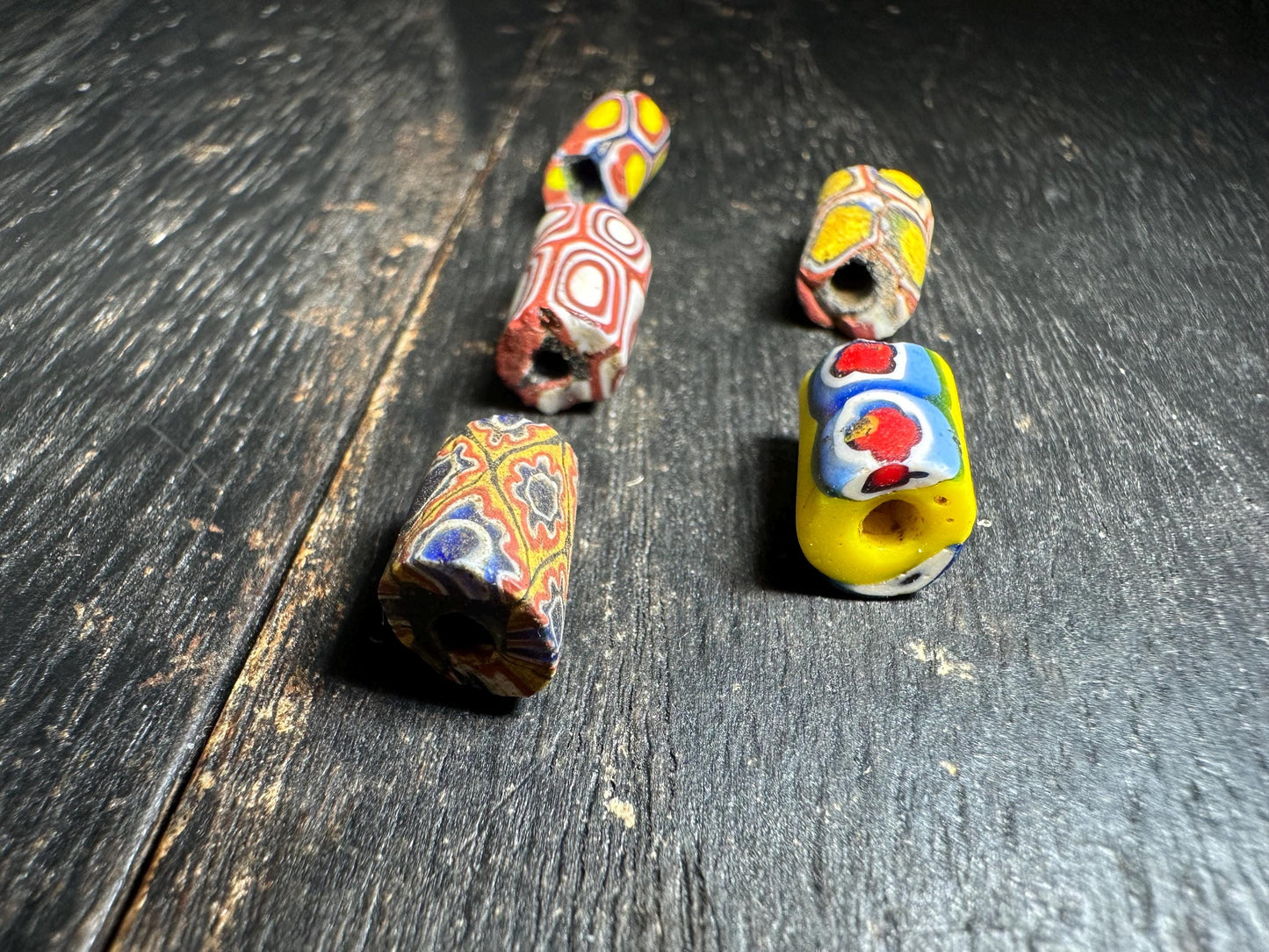 Antique Millefiori Trade Beads: Venetian Cylinder Mosaic Glass