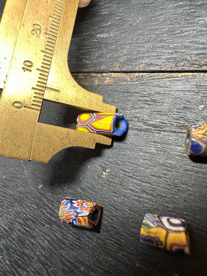 5 Vintage Millefiori African Trade Beads  Rare Venetian Glass Cylinder Beads  Jewelry Supplies