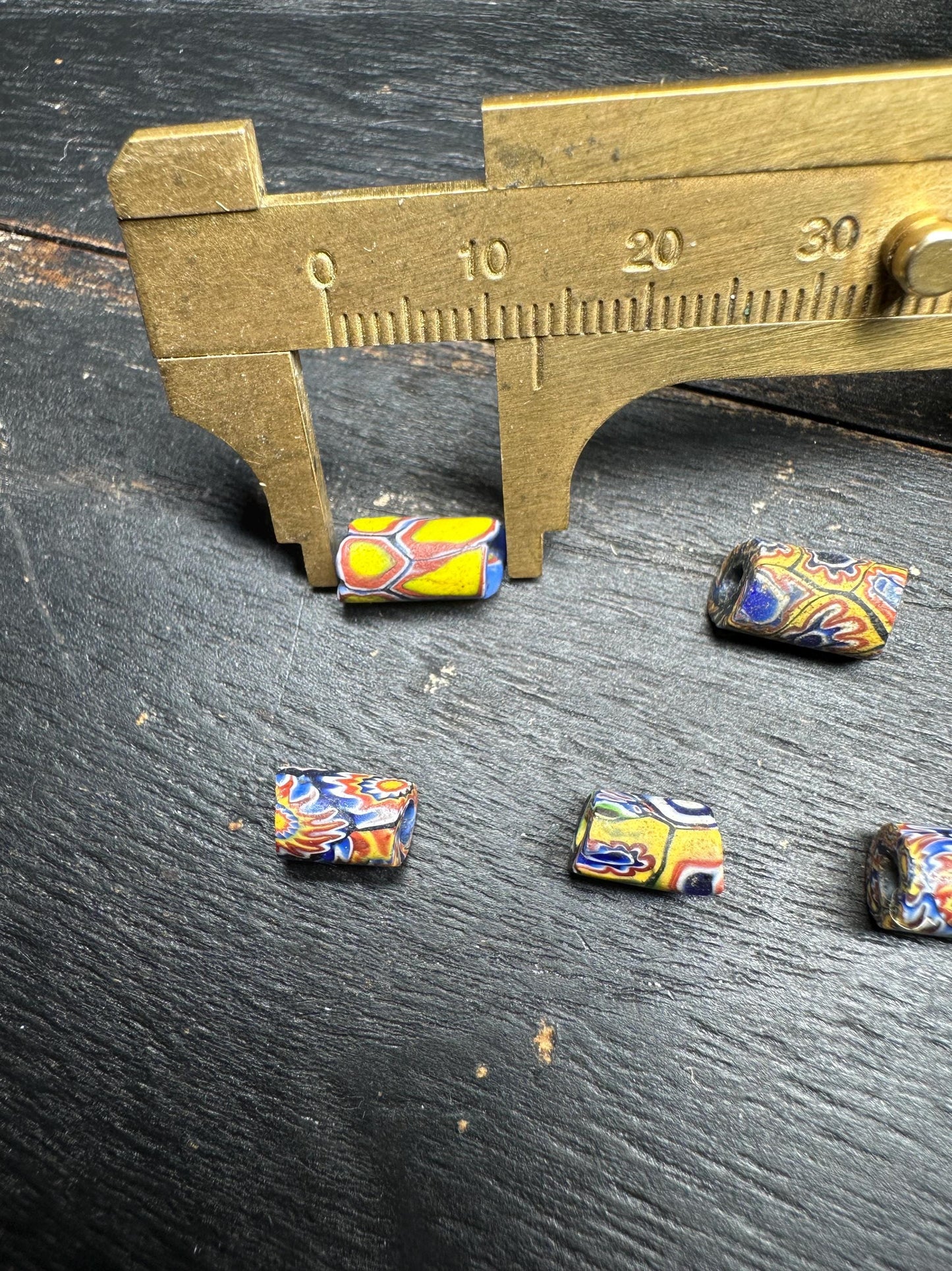 5 Vintage Millefiori African Trade Beads  Rare Venetian Glass Cylinder Beads  Jewelry Supplies