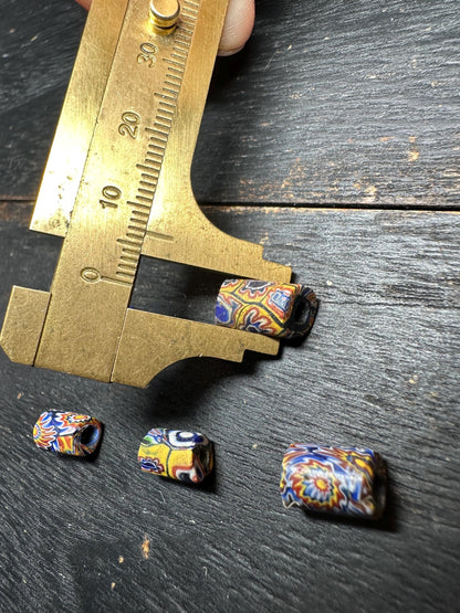 5 Vintage Millefiori African Trade Beads  Rare Venetian Glass Cylinder Beads  Jewelry Supplies