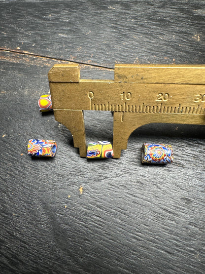 5 Vintage Millefiori African Trade Beads  Rare Venetian Glass Cylinder Beads  Jewelry Supplies