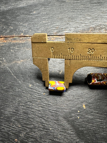 Antique Millefiori Trade Beads: Venetian Glass Cylinder Beads, Set of 5