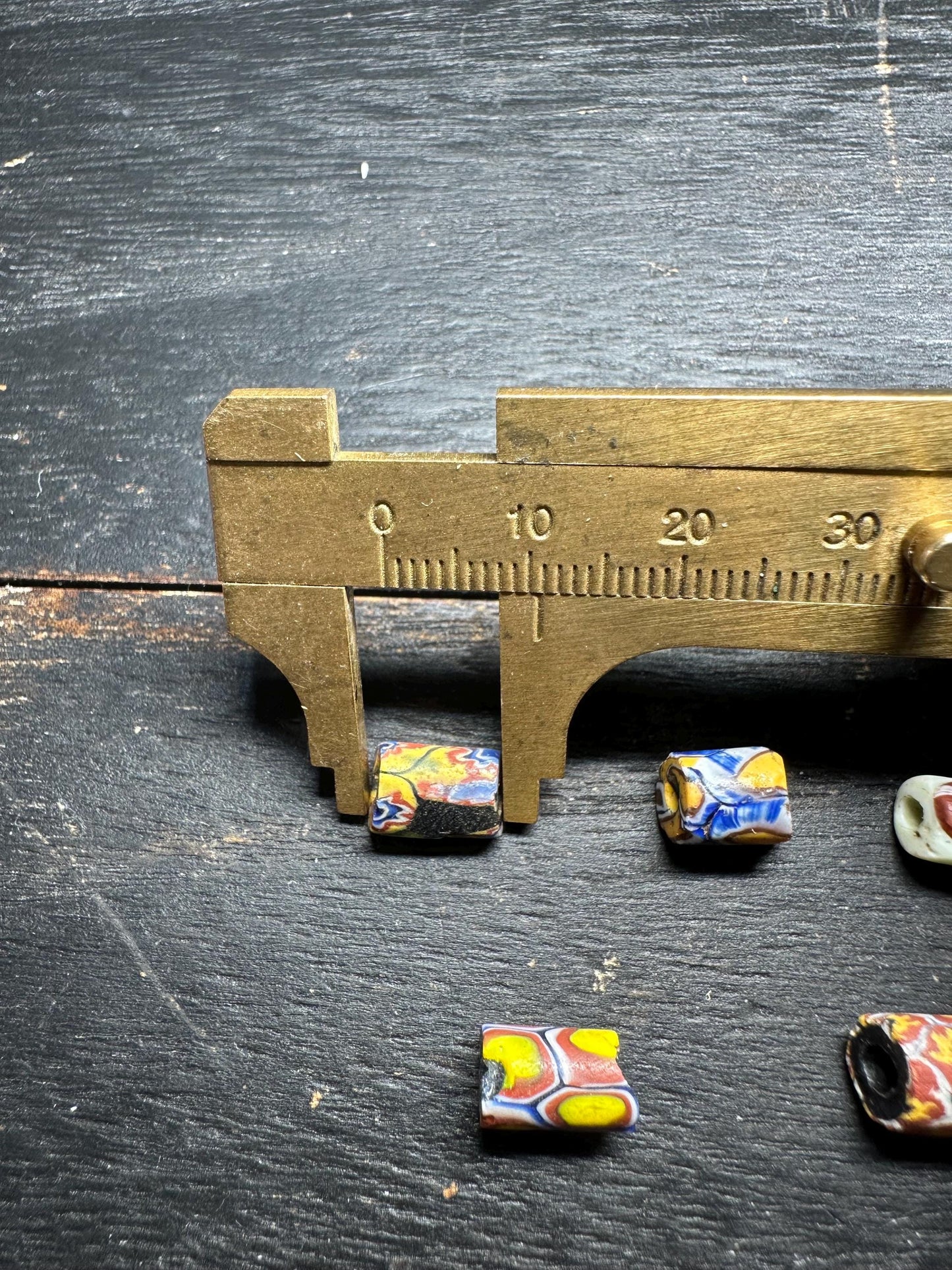 Antique Millefiori Trade Beads: Venetian Glass Cylinder Beads, Set of 5