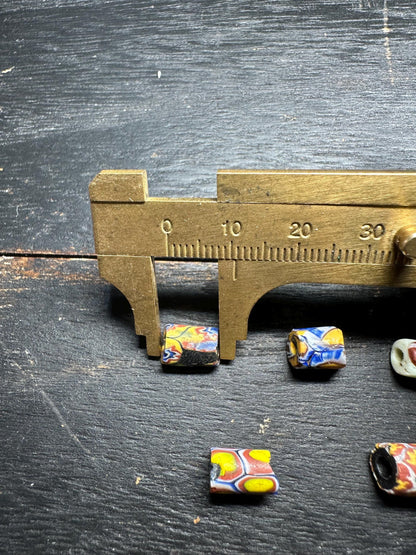 Antique Millefiori Trade Beads: Venetian Glass Cylinder Beads, Set of 5