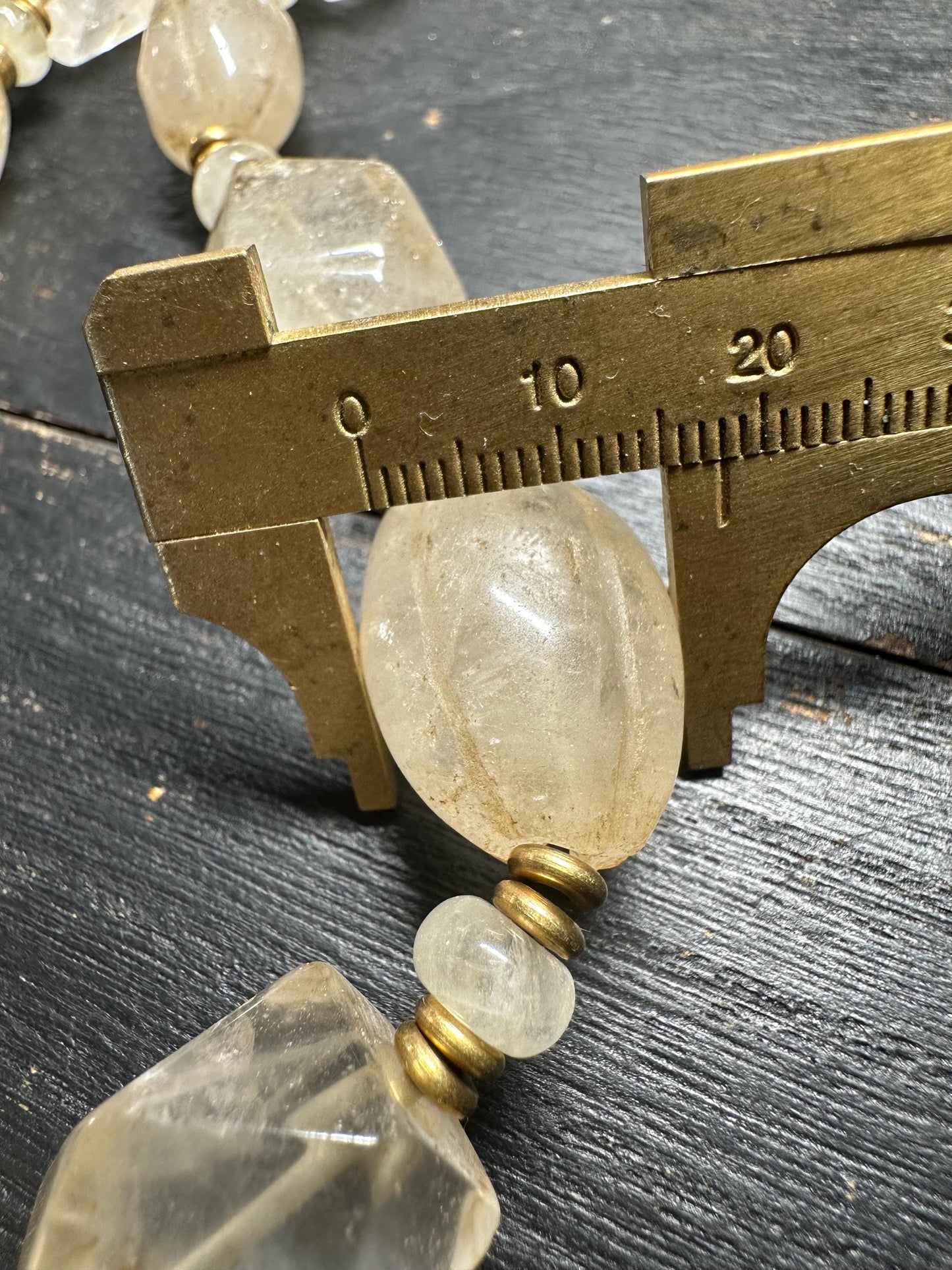 Old Himalaya Rock Crystal Quartz Necklace: Tibetan Healing Beads from Nepal