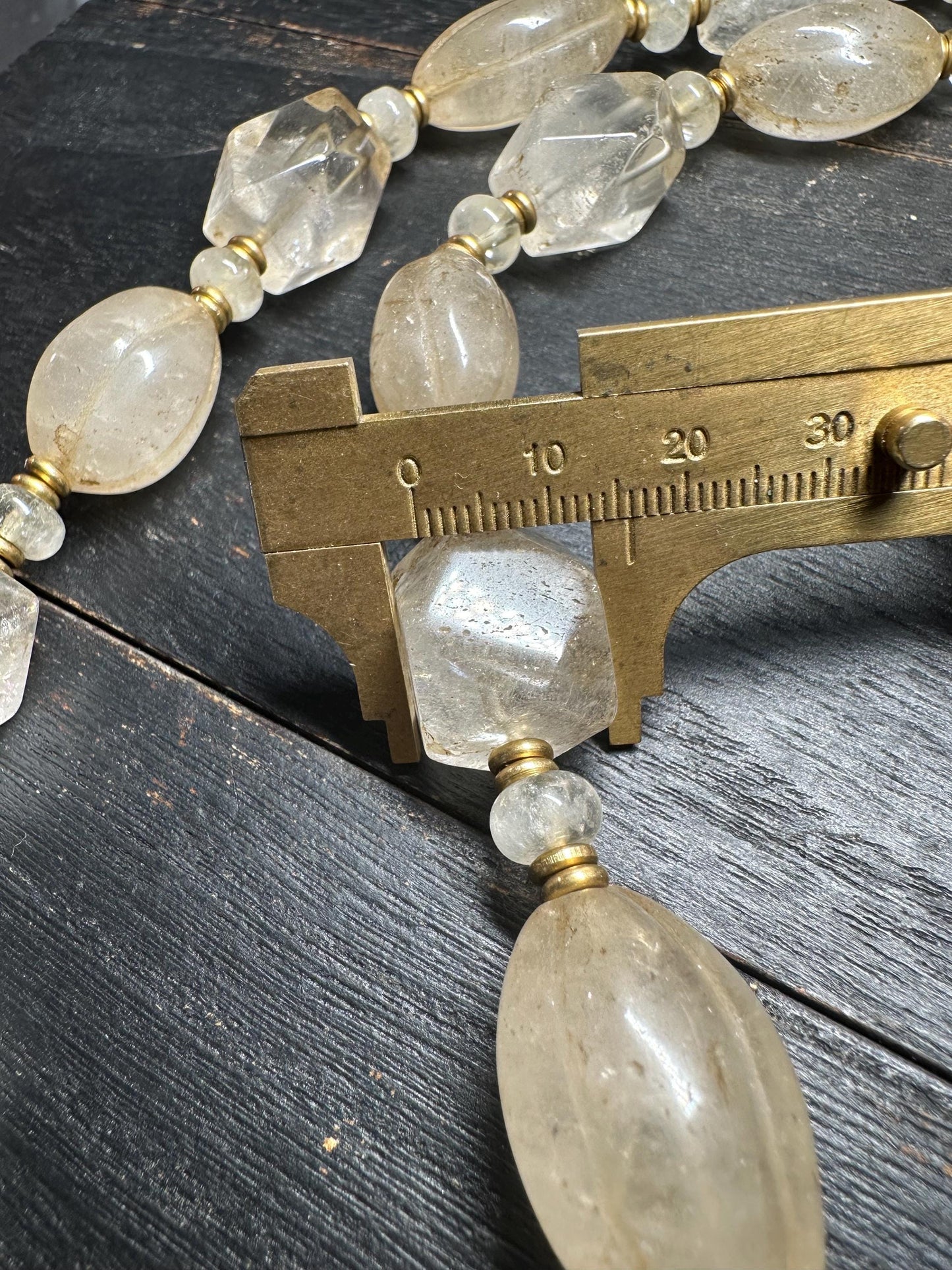 Old Himalaya Rock Crystal Quartz Necklace: Tibetan Healing Beads from Nepal