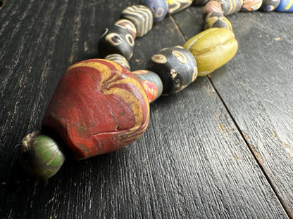 Handcrafted Nepalese Glass Bead Necklace: Tribal Boho Jewelry