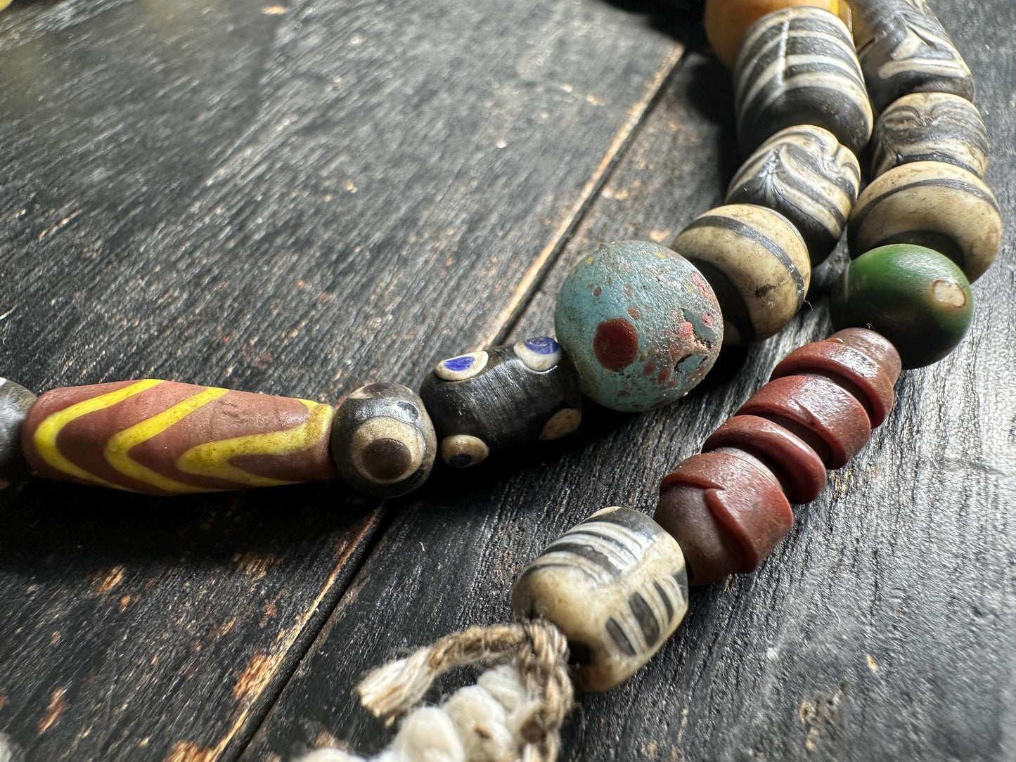 Handcrafted Nepalese Glass Bead Necklace: Tribal Boho Jewelry