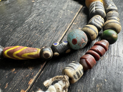 Handcrafted Nepalese Glass Bead Necklace: Tribal Boho Jewelry