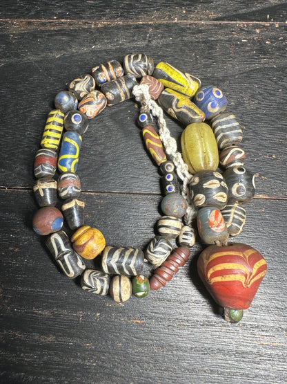 Handcrafted Nepalese Glass Bead Necklace: Tribal Boho Jewelry