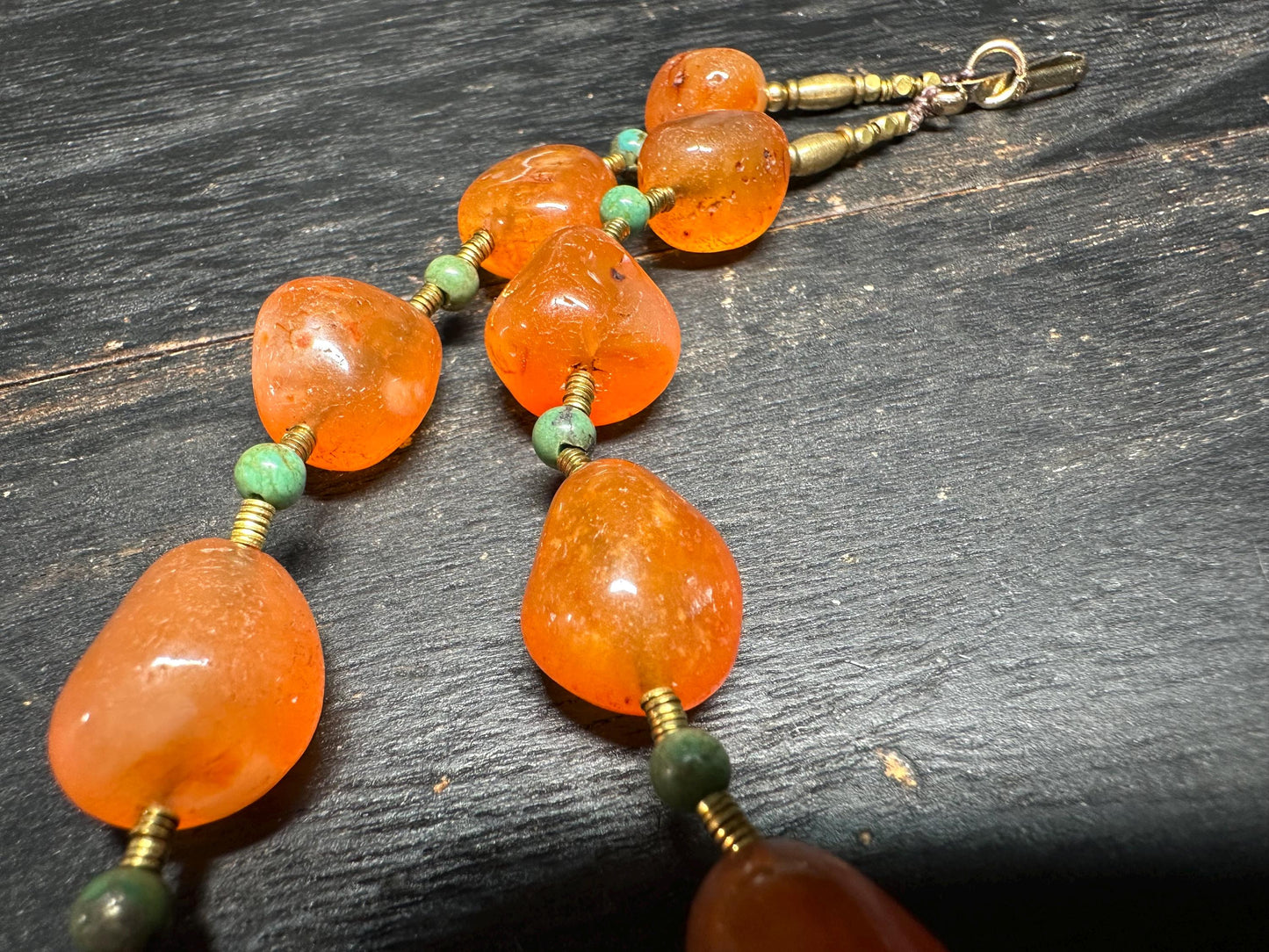 Handmade Carnelian Necklace: Nepal Brass Accents, Tribal Jewelry