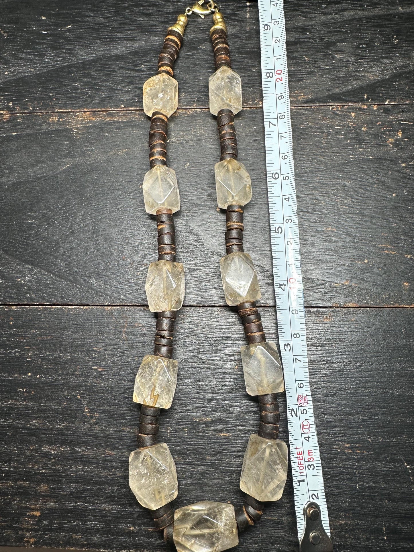 Vintage Rock Crystal & Coconut Shell Necklace: Himalayan Tribal Jewelry