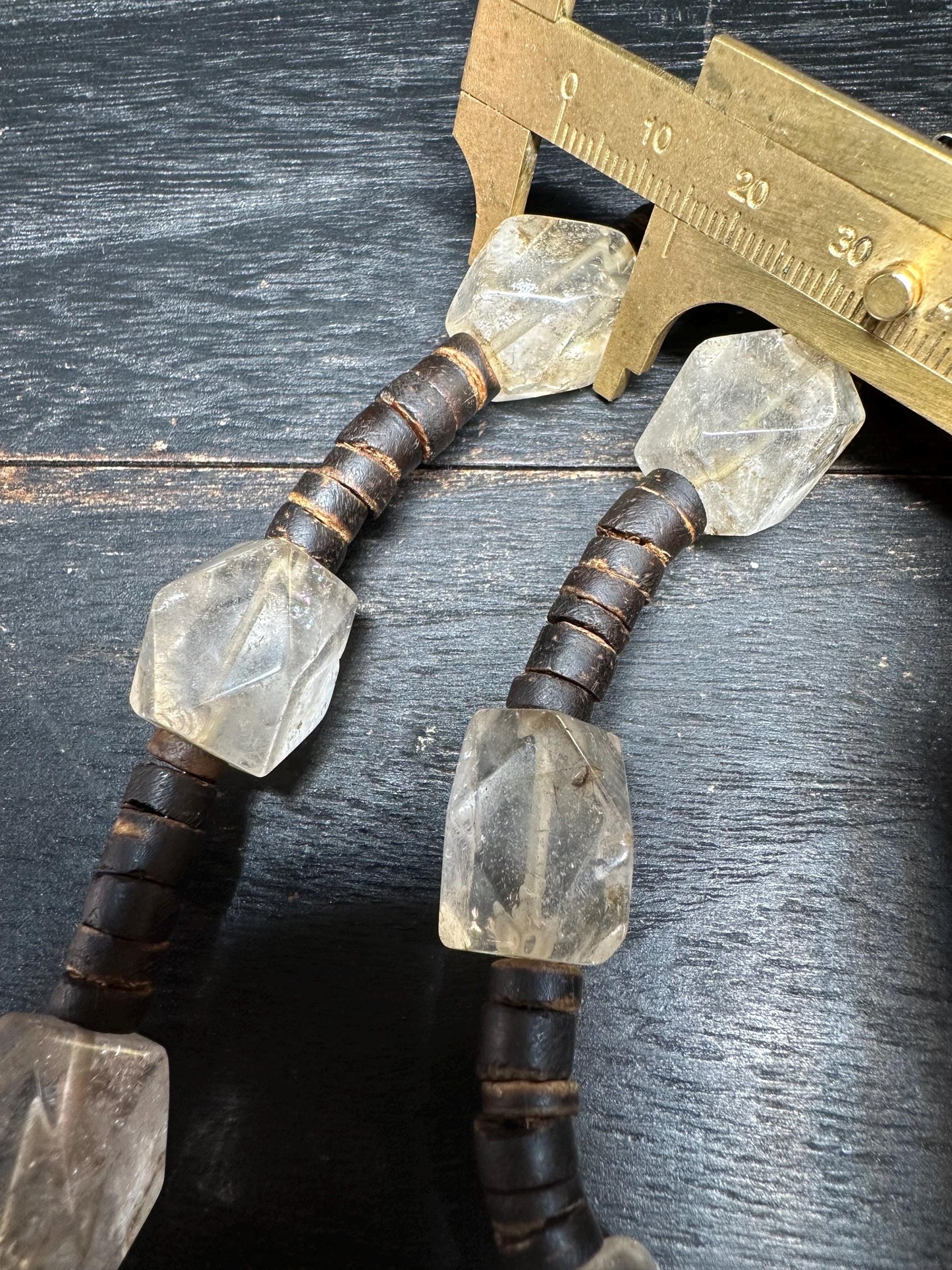 Vintage Rock Crystal & Coconut Shell Necklace: Himalayan Tribal Jewelry