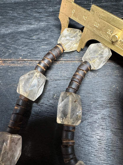 Vintage Rock Crystal & Coconut Shell Necklace: Himalayan Tribal Jewelry