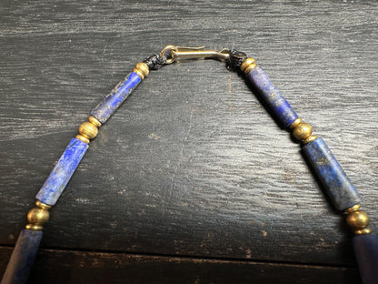 Unique Old Antique Natural Lapis Lazuli Necklace with Spikes  Handcrafted Tribal Jewelry from Afghanistan