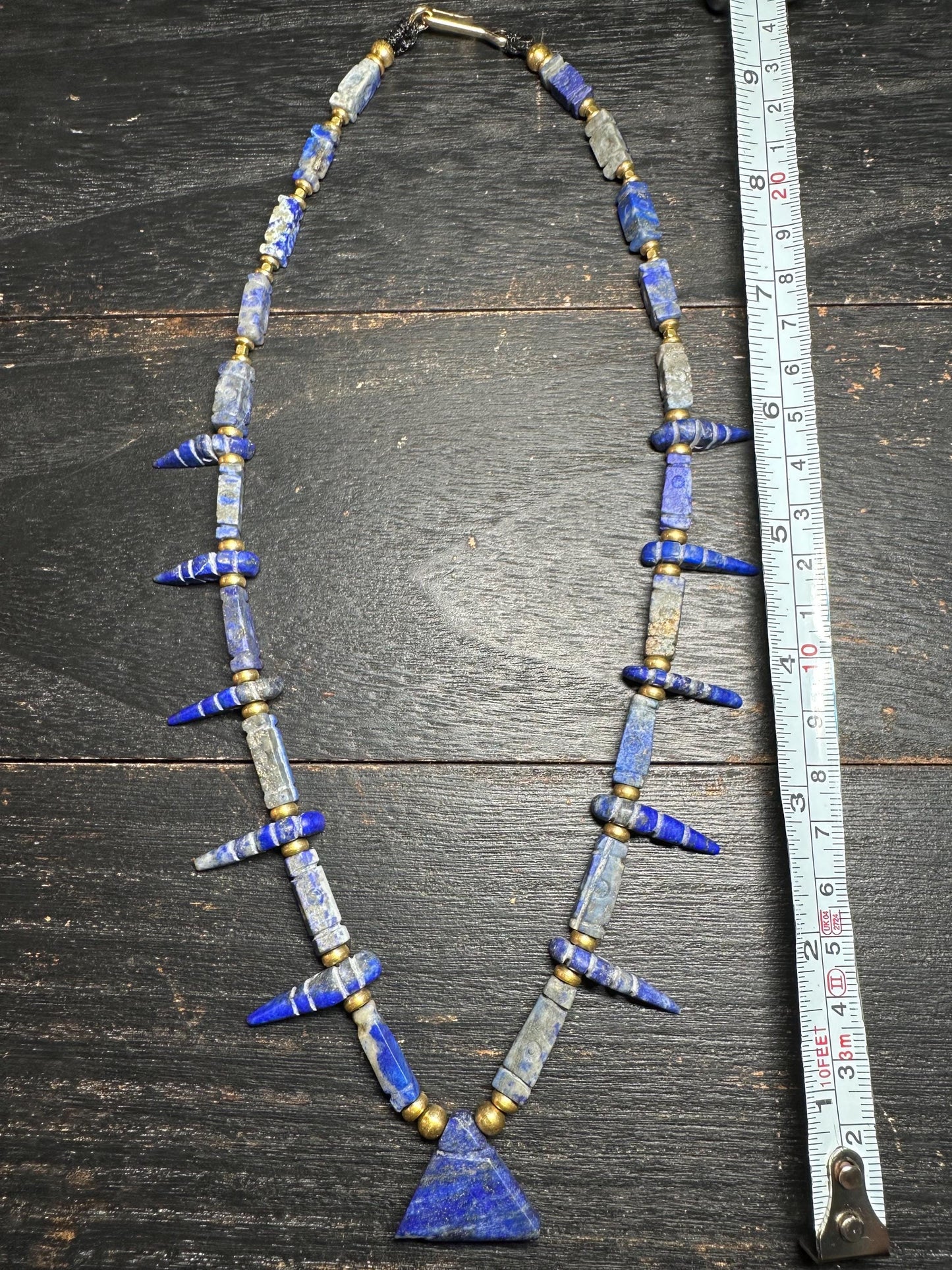 Unique Old Antique Natural Lapis Lazuli Necklace with Spikes  Handcrafted Tribal Jewelry from Afghanistan