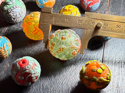 Vintage Peking Glass Bead Charm  Handcrafted Key Ring with Nepal Beads | Designed in Canada