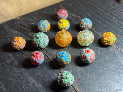 Vintage Peking Glass Bead Charm  Handcrafted Key Ring with Nepal Beads | Designed in Canada