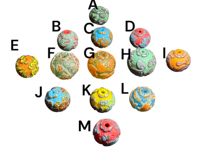 Vintage Peking Glass Bead Charm  Handcrafted Key Ring with Nepal Beads | Designed in Canada