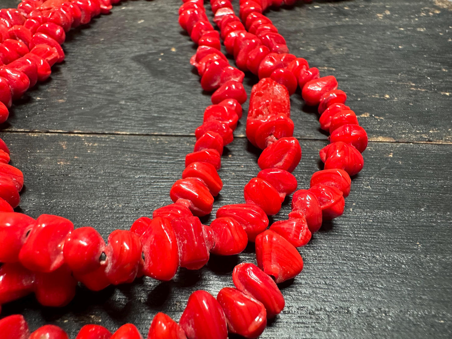 Bold Tribal Red Glass & Faux Coral Beaded Necklace  Multi-Strand African-Inspired Ethnic Statement Jewelry