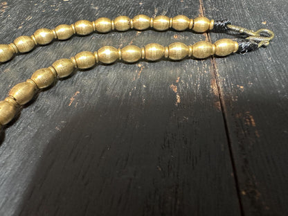 Vintage-Style Middle Eastern Glass Bead Necklace with Nepalese Brass Beads  Tribal Ethnic Jewelry