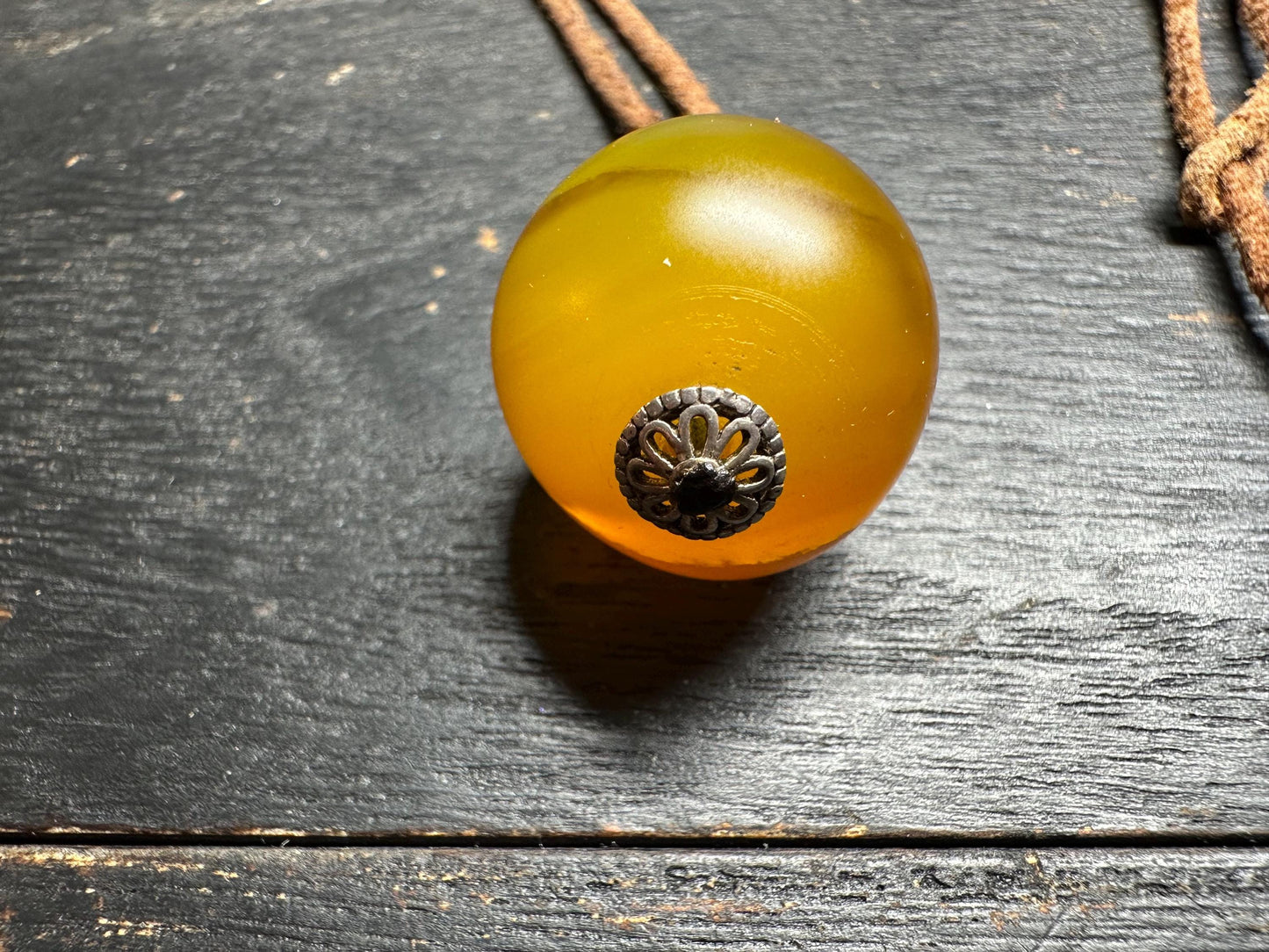 Rustic Yellow Agate Necklace: Boho Ethnic Leather Jewelry