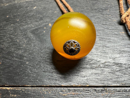 Rustic Yellow Agate Necklace: Boho Ethnic Leather Jewelry