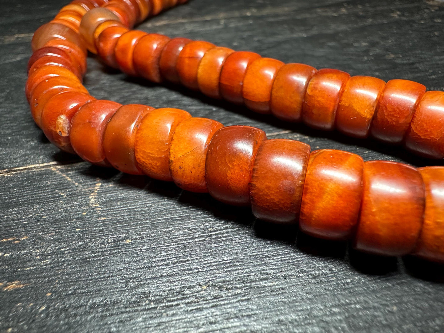 Antique Carnelian Agate Beads: Tibetan Dzi Style, Mala Jewelry