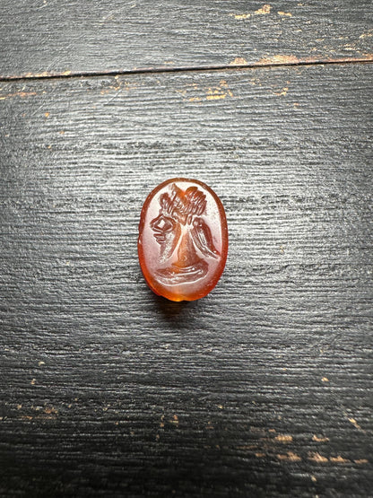 Ancient Afghan Carnelian Intaglio Amulet | Hand-Carved Scarab Seal Stamp | Antique Agate Amulet from Afghanistan