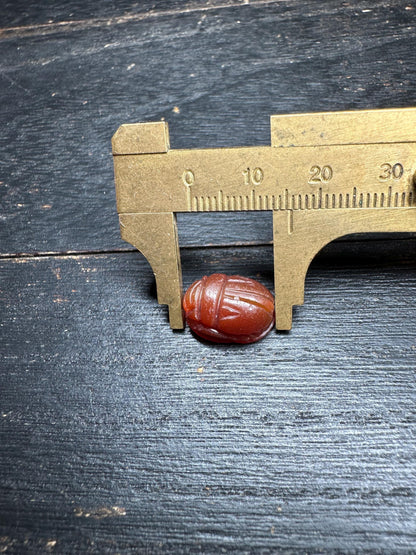 Ancient Afghan Carnelian Intaglio Amulet | Hand-Carved Scarab Seal Stamp | Antique Agate Amulet from Afghanistan