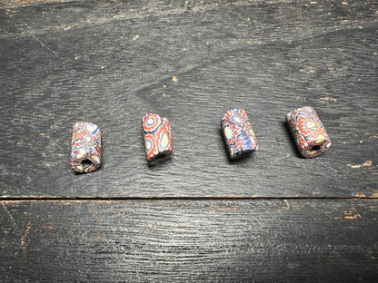 Antique Millefiori Trade Beads: Venetian Glass Cylinder Beads