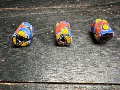 3 Pics Rare Venetian Millefiori Beads | African Trade Beads | Vintage Cylinder Glass Beads for Crafts