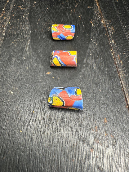 3 Pics Rare Venetian Millefiori Beads | African Trade Beads | Vintage Cylinder Glass Beads for Crafts
