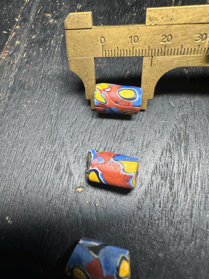 3 Pics Rare Venetian Millefiori Beads | African Trade Beads | Vintage Cylinder Glass Beads for Crafts