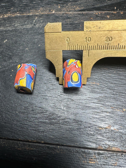 3 Pics Rare Venetian Millefiori Beads | African Trade Beads | Vintage Cylinder Glass Beads for Crafts