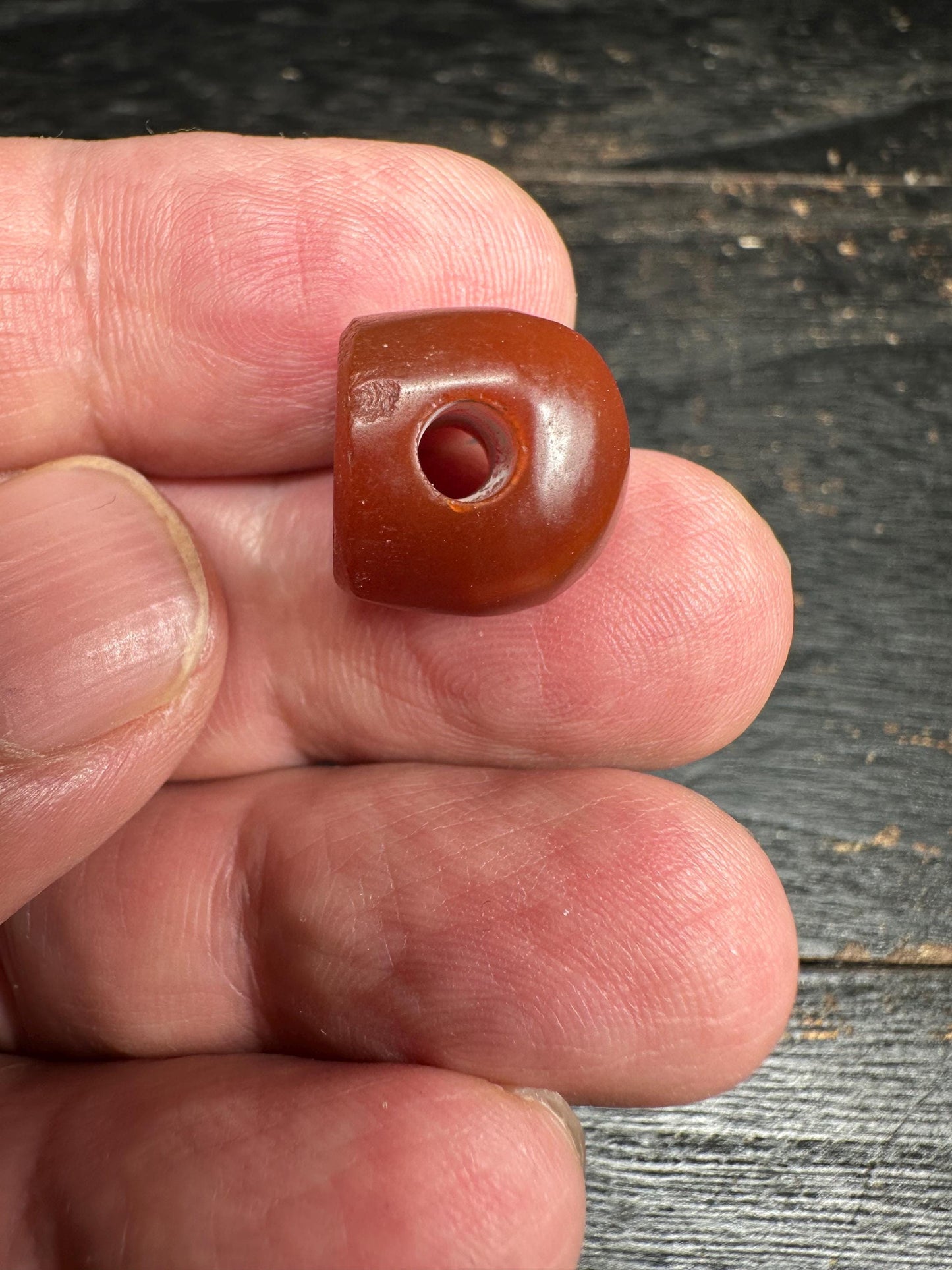 Hand-Carved Carnelian Intaglio Bead  Ancient Style Collectors Pendant  Rounded Back Amulet Stone