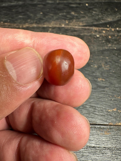 Hand-Carved Carnelian Intaglio Bead  Ancient Style Collectors Pendant  Rounded Back Amulet Stone