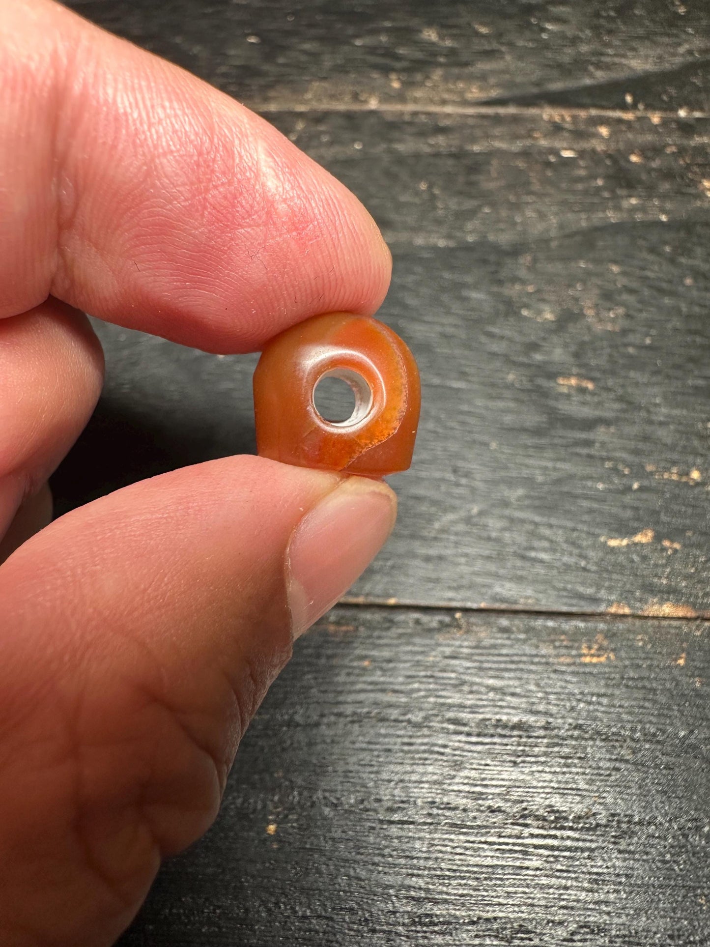 Mystical Carnelian Pendant  Seal Style Intaglio  Hand Carved Amulet Bead