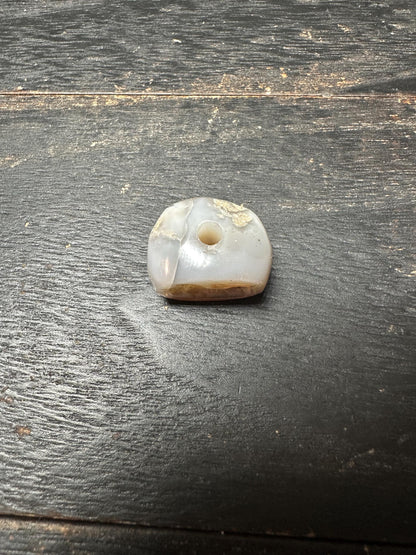 Agate Amulet Pendant  Hand Carved Intaglio Bead  Rounded Back Protection Stone