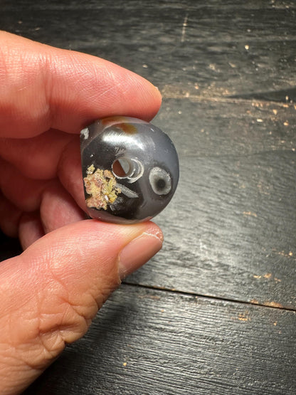 Minimalist Agate Pendant  Hand Carved Rounded Intaglio Bead  Earthy Ancient Style Charm