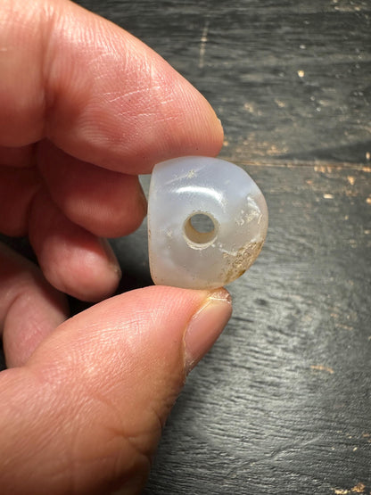 Primitive Style Agate Intaglio Bead  Carved Rounded Pendant  Ancient Tribal Jewelry Supply