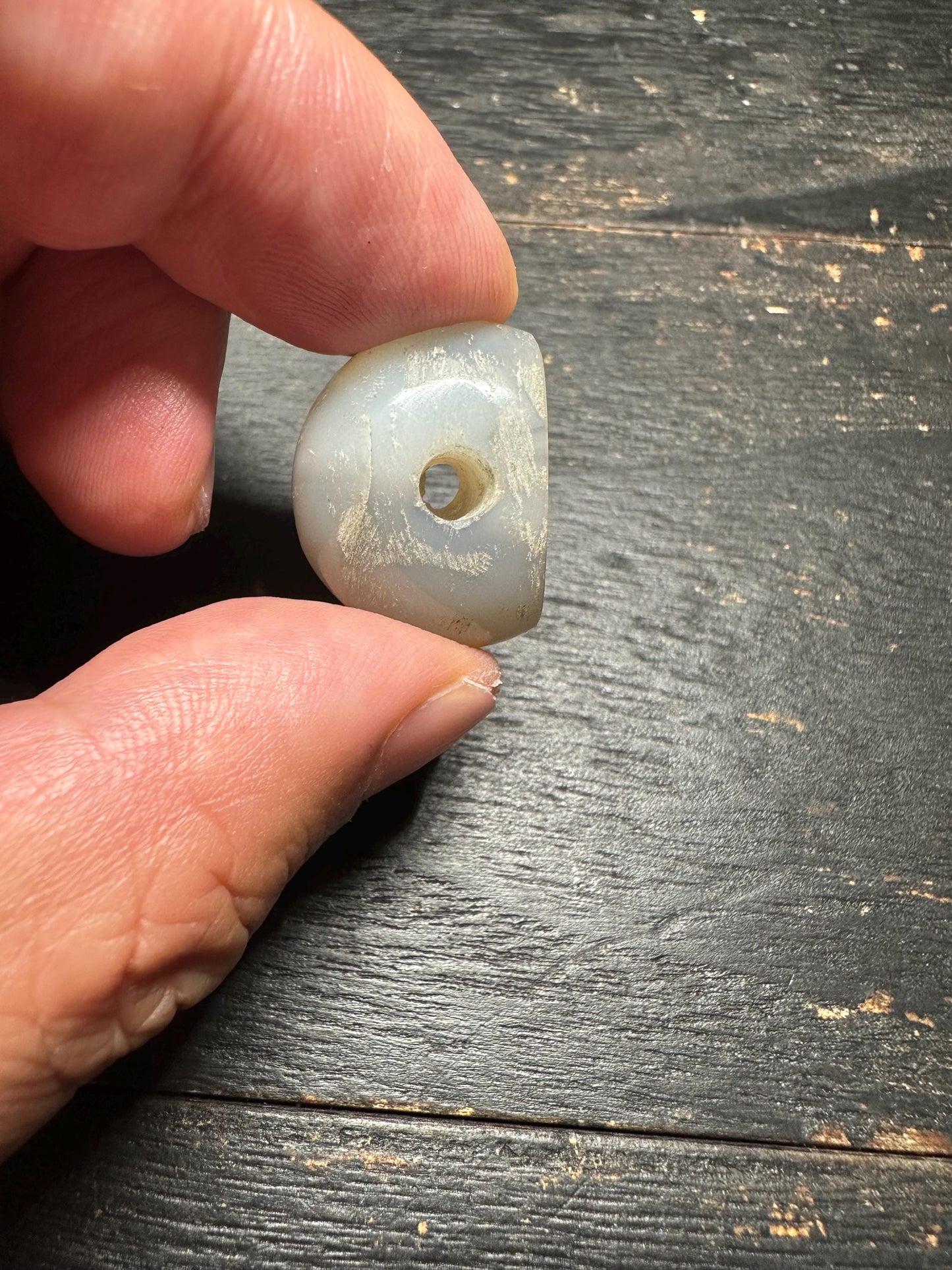 Mystic Agate Seal Pendant  Hand Carved Ancient Intaglio  Rounded Back Amulet Bead