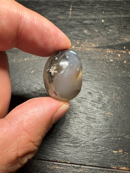 Natural Agate Pendant Bead  Side Drilled Rounded Stone  Hand Carved Intaglio Design